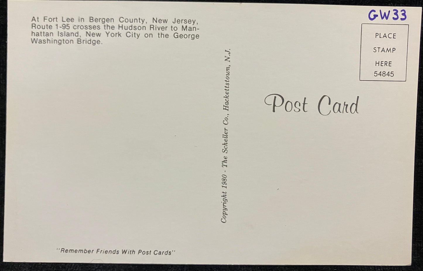 New Jersey - I-95 Crosses the Hudson from Bergen County to Manhattan, NY - Crossing the Hudson on George Washington Bridge - Vintage 1980s Highway Postcard