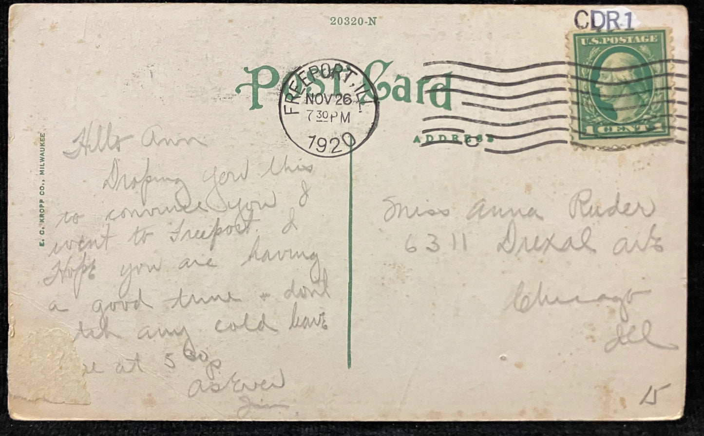 Cedar Road Bridge, Krape Park, Freeport, Illinois - Vintage Bridge Postcard