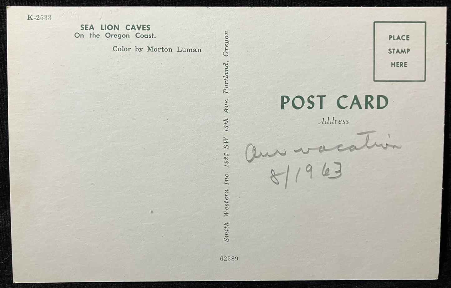 Sea Lion Caves on the Oregon Coast - Photo: Morton Luman - Vintage Postcard