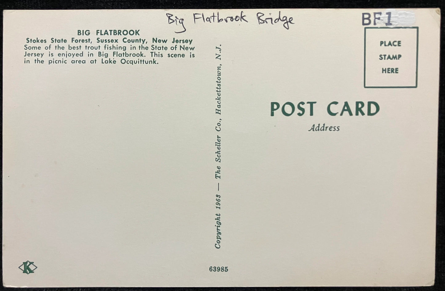 Big Flatbrook Bridge in Stokes State Forrest, Sussex County, New Jersey - Vintage Bridge Postcard