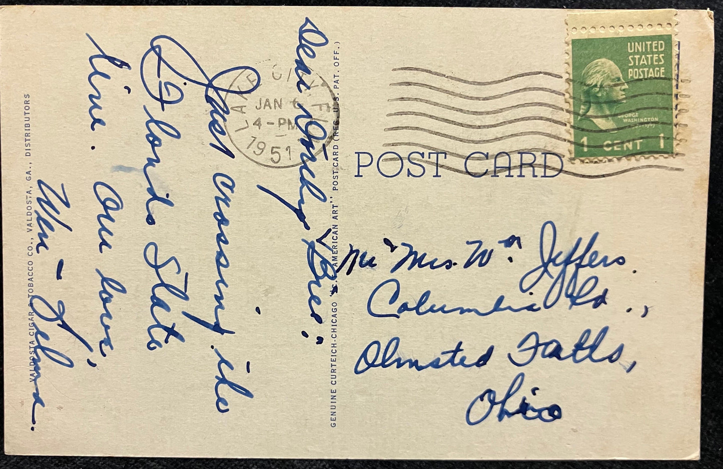 U. S. Post Office, Valdosta, Georgia - Vintage Post Office Postcard