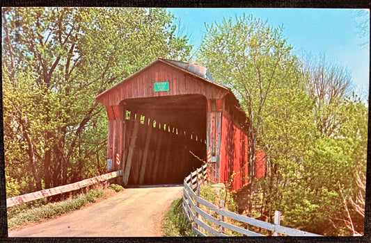 Dick Huffman Bridge in Putnam County, Indiana - Photo: Mitchell - Vintage Covered Bridge Postcard