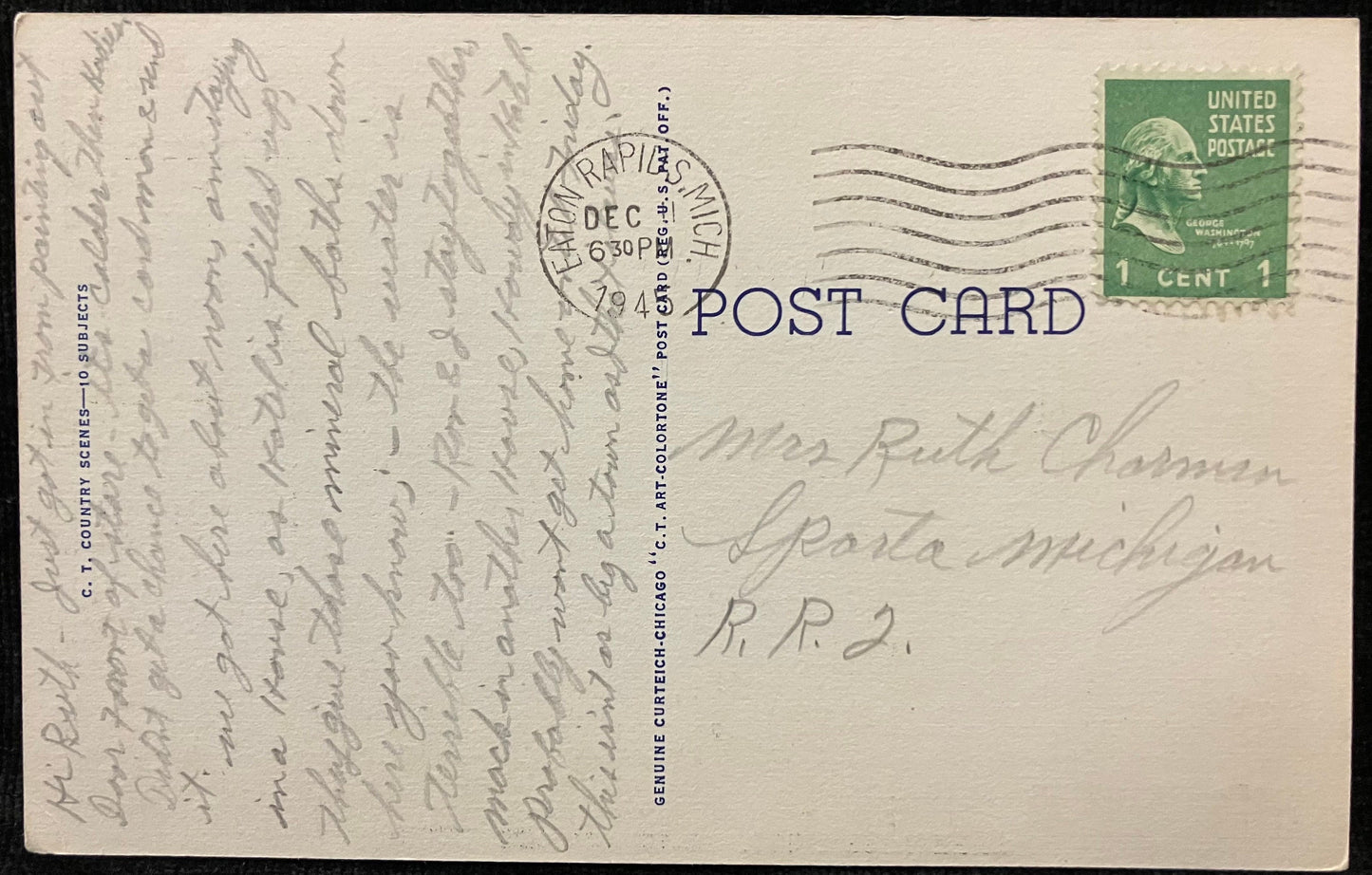 Greetings from Eaton Rapids, Michigan - C. T. & Co. - Vintage Postcard