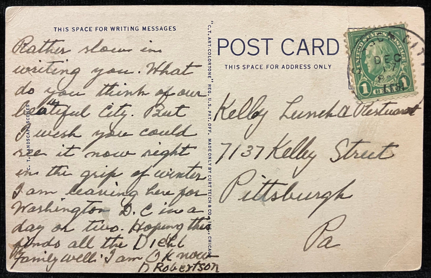 Greetings From Carson City, Michigan - Vintage Postcard