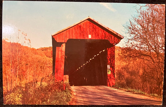 Busching Covered Brdige in Versailles, Indiana - Vintage Covered Bridge Postcard