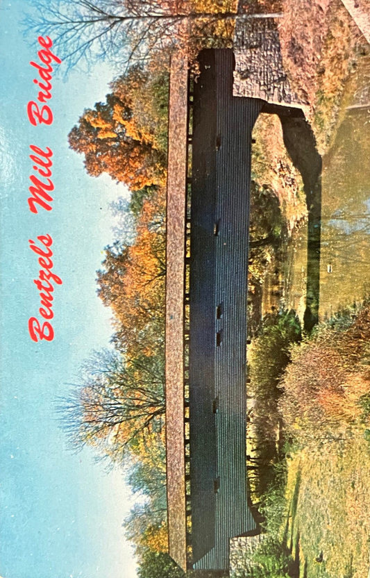 Bentzel's Mill Bridge - Photo: Jesse D. Brown - Vintage Covered Bridge Postcard - Over Little Conewa