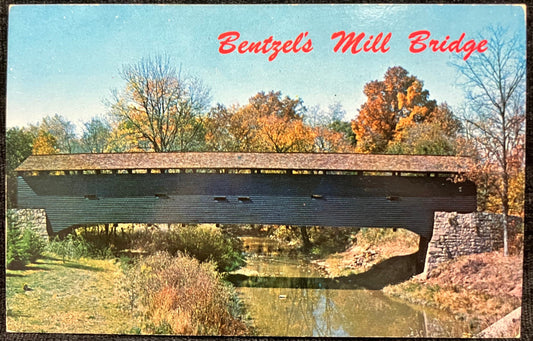 Bentzel's Mill Bridge - Photo: Jesse D. Brown - Vintage Covered Bridge Postcard - Over Little Conewago Creek, York County, Pennsylvania