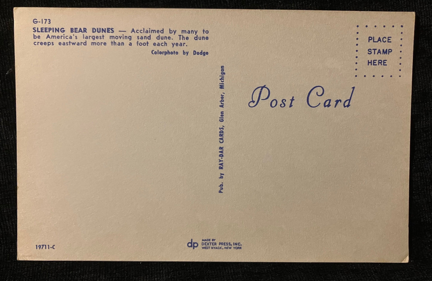 Sleeping Bear Dunes, Michigan - Photo: Dodge - Vintage Dune Postcard