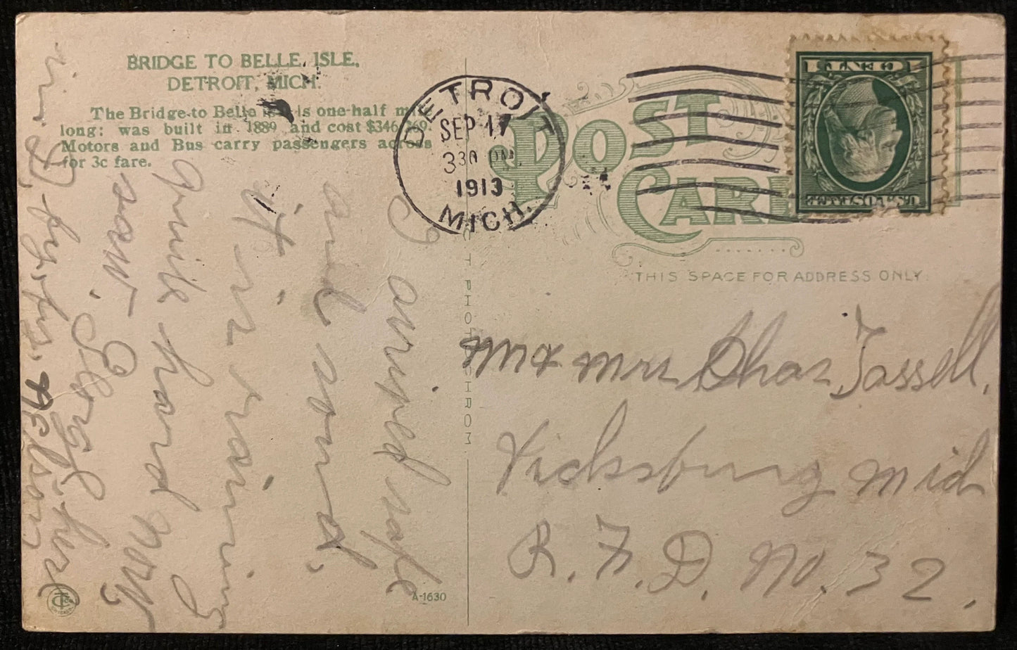Bridge to Belle Isle, Detroit, Mich. - Vintage Bridge Postcard