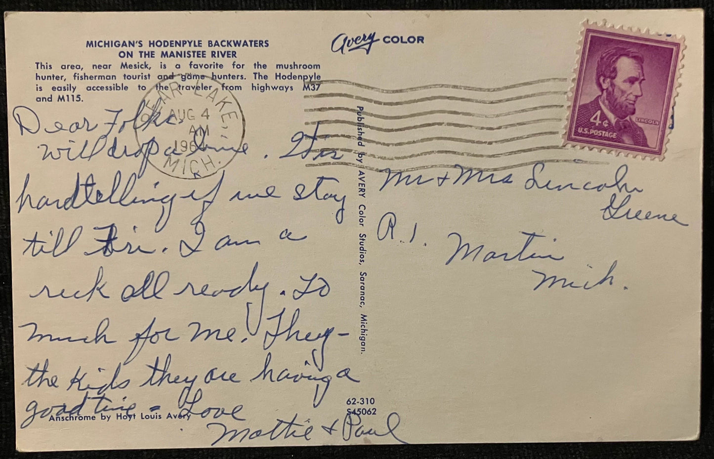 Michigan’s Hodenpyle Backwater on the Manistee River - Vintage Nature Postcard