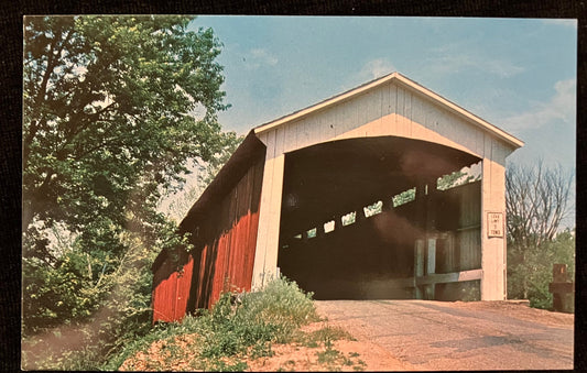 Coal Creek Bridge in Parke County, Indiana - Photo Mitchell - Vintage Covered Bridge Postcard
