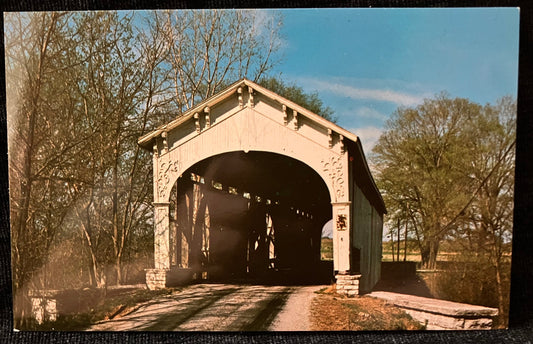 Cedar Ford Bridge in Shelby, Indiana County, Indiana - Photo by Mitchell - Vintage Covered Bridge Postcard
