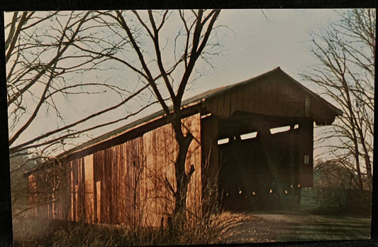 Busching Coverd Bridge in Ripley County, Indiana - Vintage Coverd Bridge Postcard