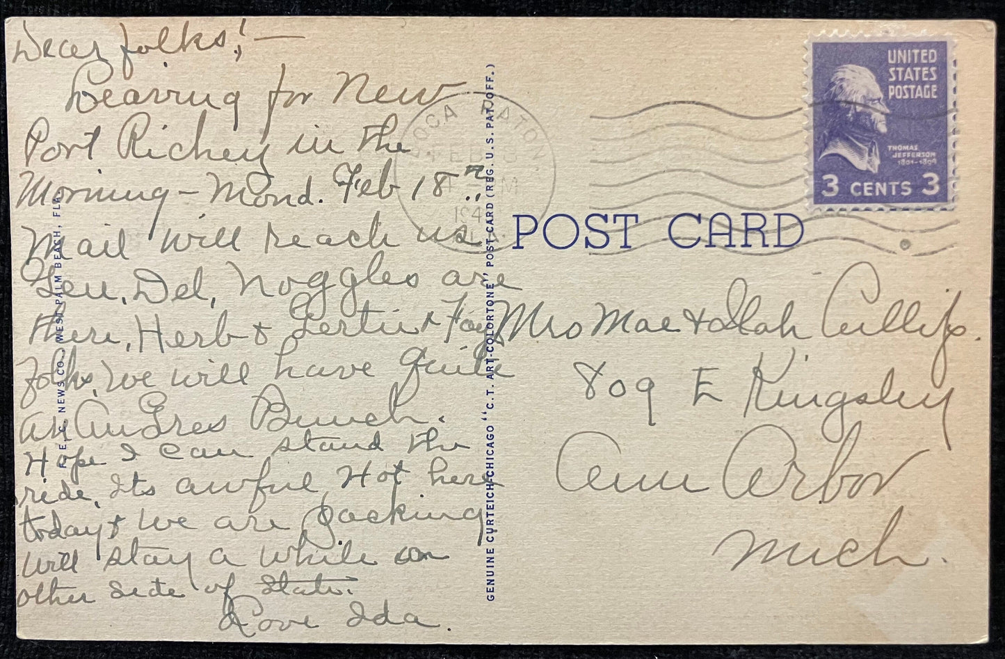 Biltmore Hotel, Palm Beach, Florida - Vintage Hotel Postcard