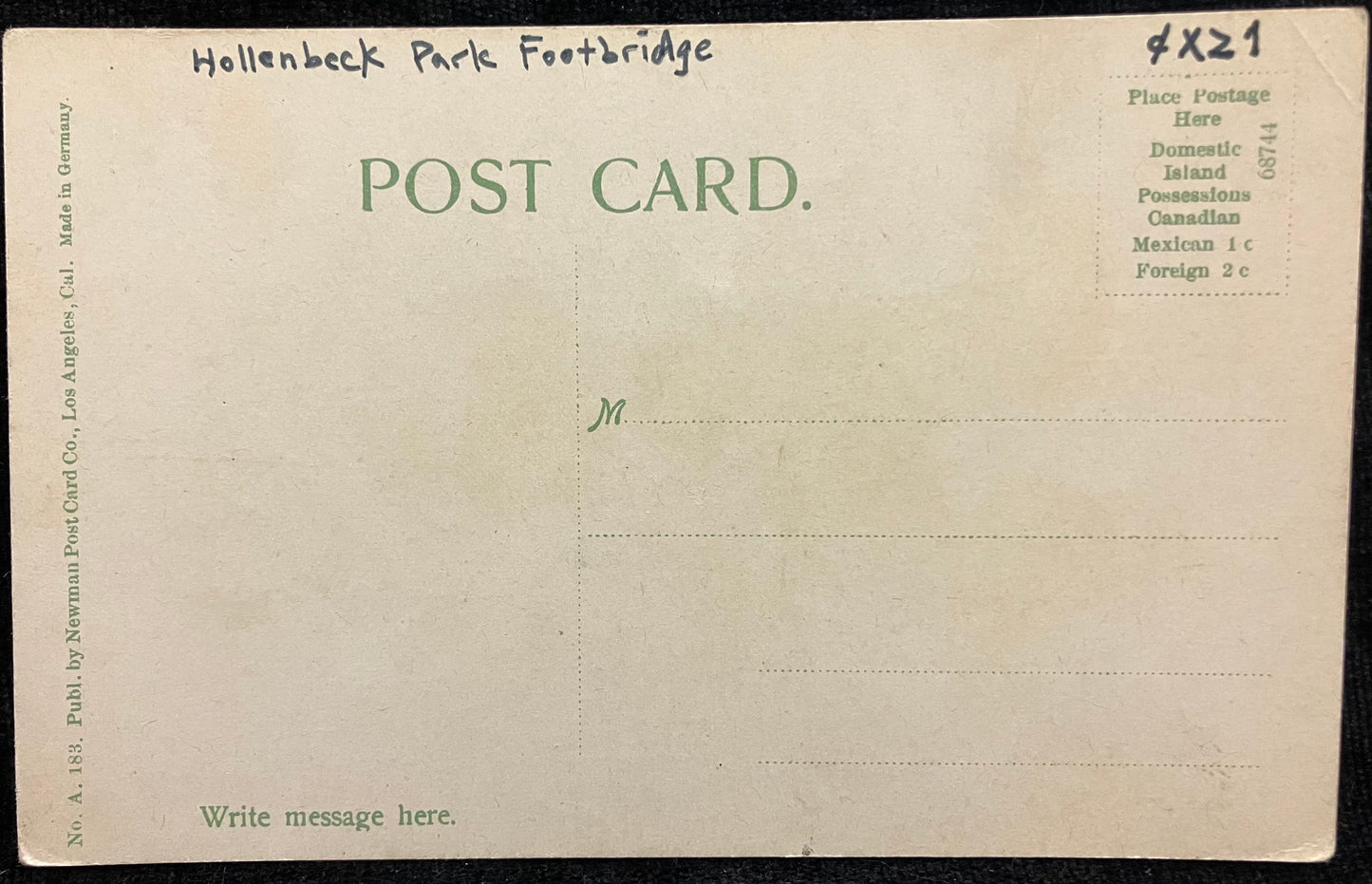Hollenbeck Park - Los Angeles, Cal. - Vintage Park Postcard