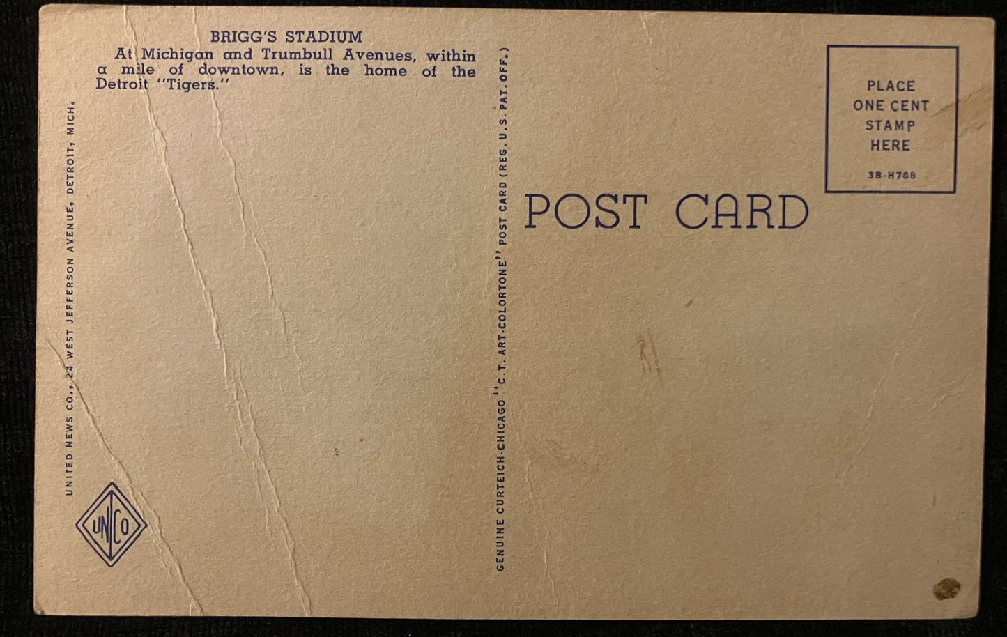 Brigg’s Stadium - Detroit, Michigan - Vintage Baseball Postcard