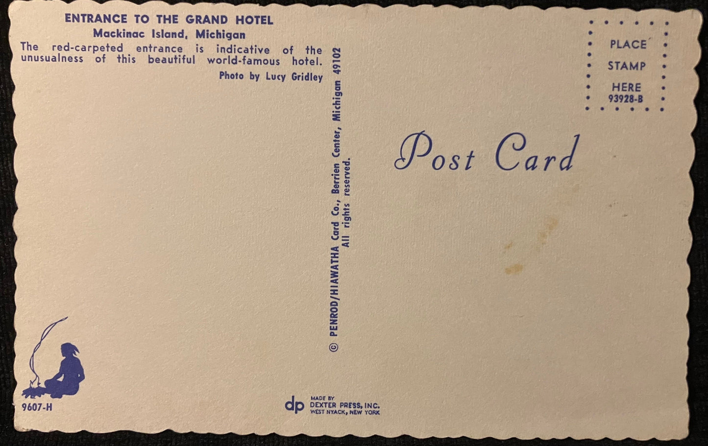 Entrance to the Grand Hotel on Mackinac Island, Michigan - Photo by Lucy Gridley - Vintage Hotel Postcard