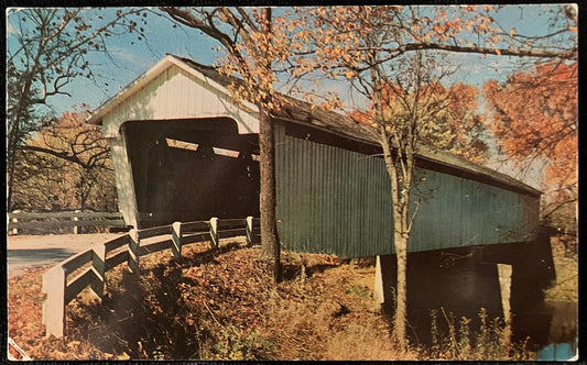 Darlington Bridge in Darlington, Indiana - Vintage Covered Bridge Postcard