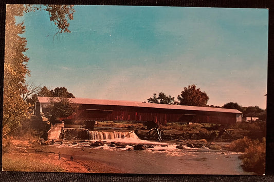 Bridgeton Bridge over Big Raccoon Creek in Parke County, Indiana - Photo: John V. Pontiere Jr. - Vintage Coverd Bridge Postcar