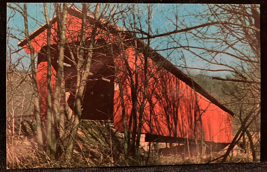 Busching Bridge in Ripley County, Indiana - Photo by Terry Miller - Vintage Covered Bridge Postcard