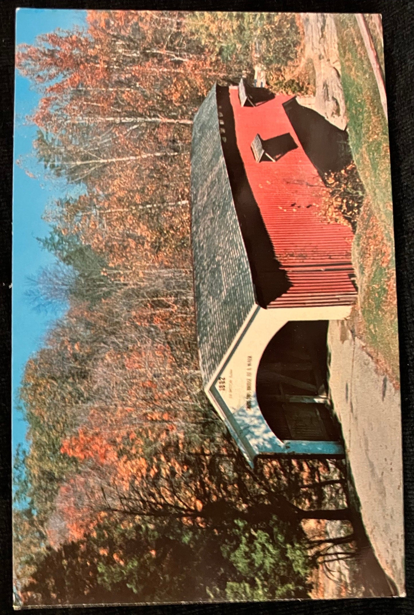 Narrows Bridge over Sugar Creek in Parke County, Indiana - Photo byMitchell - Vintage Covered Bridge Postcard