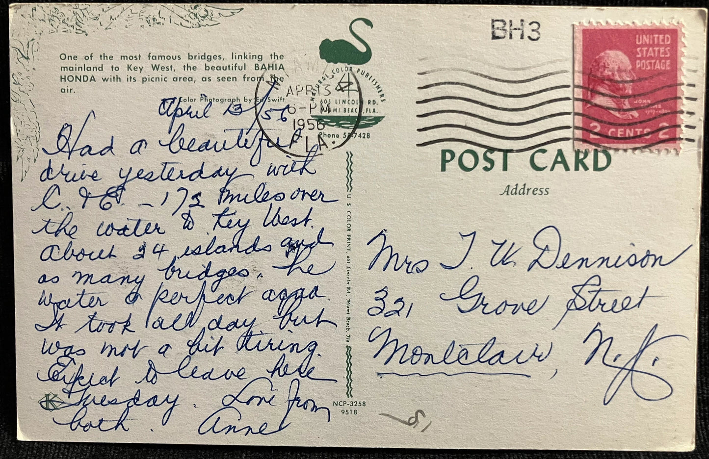 Bahia Honda Bridge connecting Key West to Mainland Florida - Photo: Ed Swift - Vintage Highway Postcard