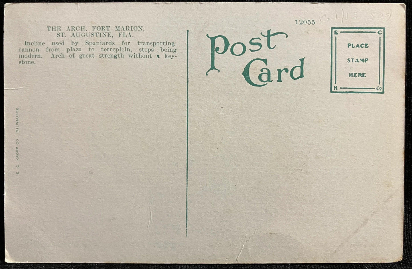 The Arch, Fort Marion, St. Augustine, Florida - Vintage Postcard
