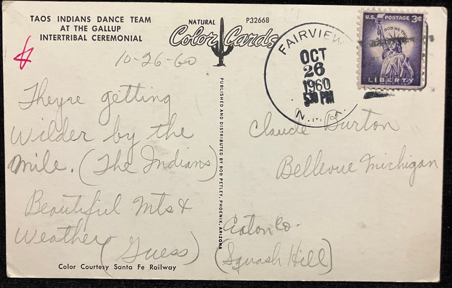 Indigenous Taos People Dance Team at the Gallup International Ceremonial - New Mexico - Vintage Postcard