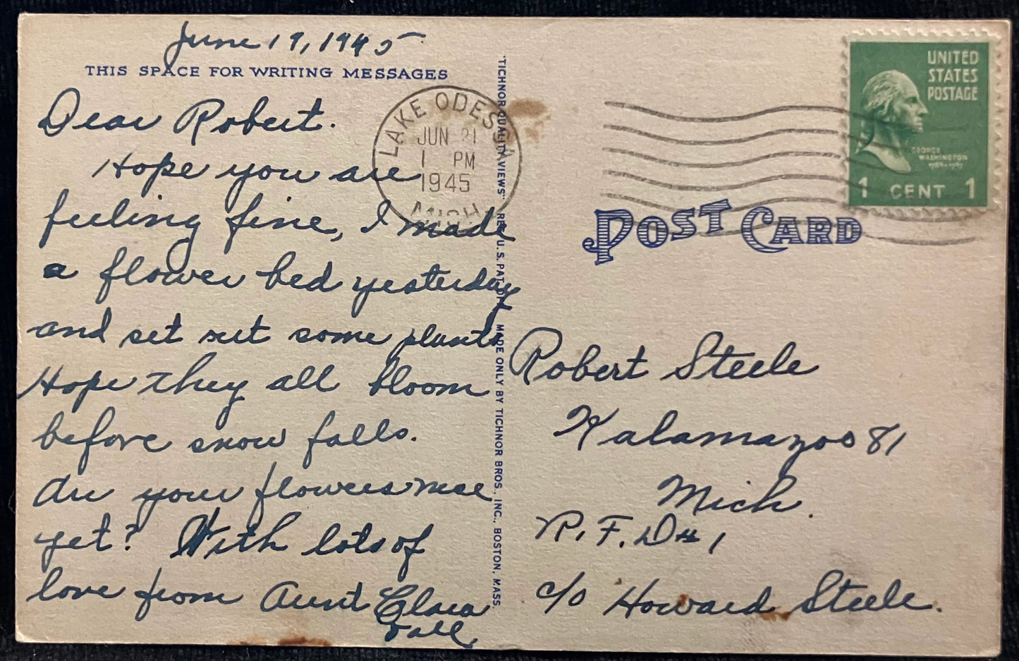 Greetings from Lake Odessa, Michigan - Vintage Lake Postcard