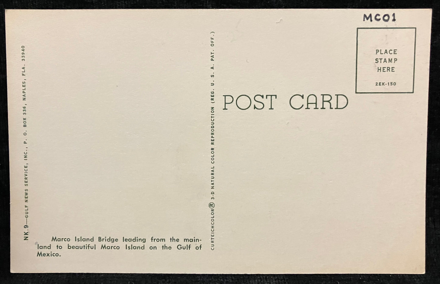 Marco Island Bridge, Florida - Vintage Bridge Postcard