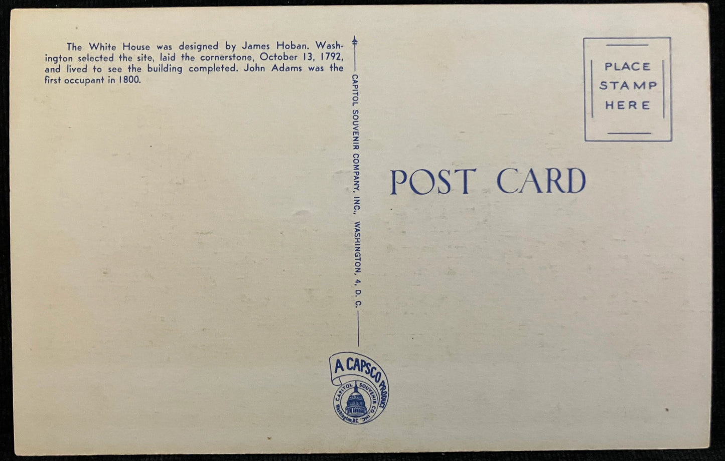 White House - South Side, Washington D.C., Maryland - Vintage White House Postcard
