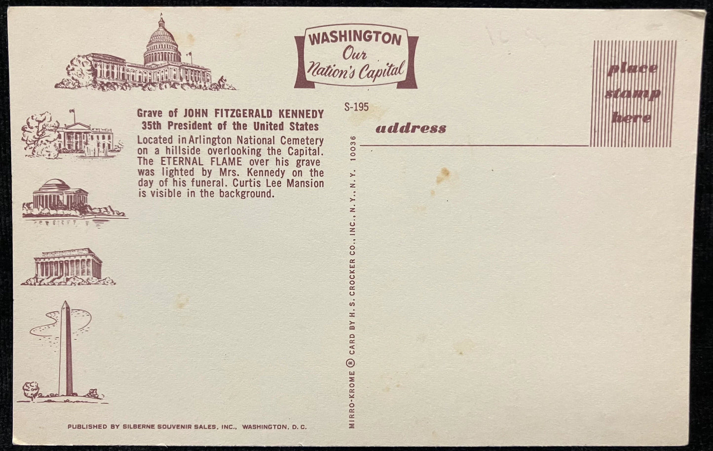 Grave of John Fitzgerald Kennedy, 35th President of the United States, in Washington, D. C. - Vintage President Postcard