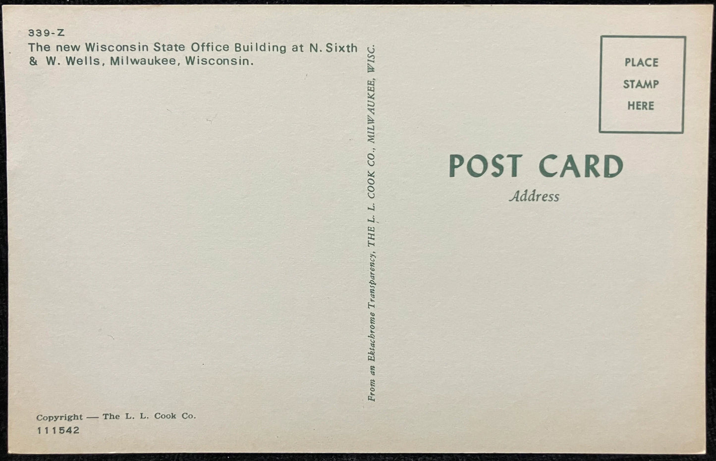 Wisconsin State Office Building in Milwaukee, Wisconsin - Vintage Postcard