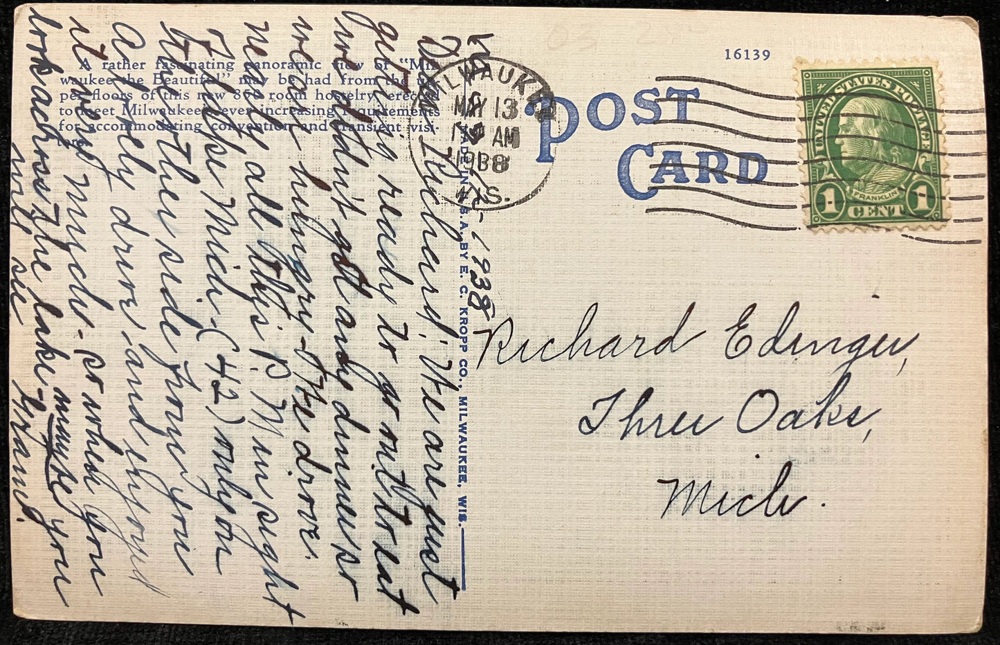 Hotel Schroeder, Milwaukee, Wisconsin - Vintage Hotel Postcard