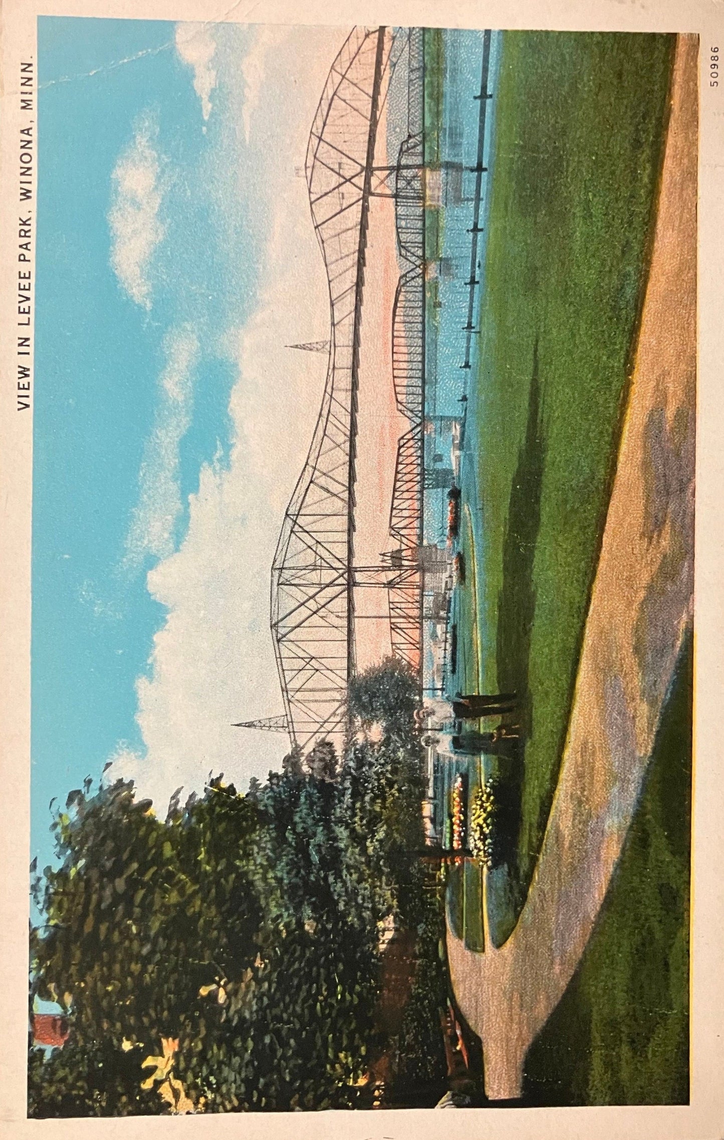 View in Levee Park, Winona, Minn. - Vintage Park Postcard - Land of 1000 Lakes