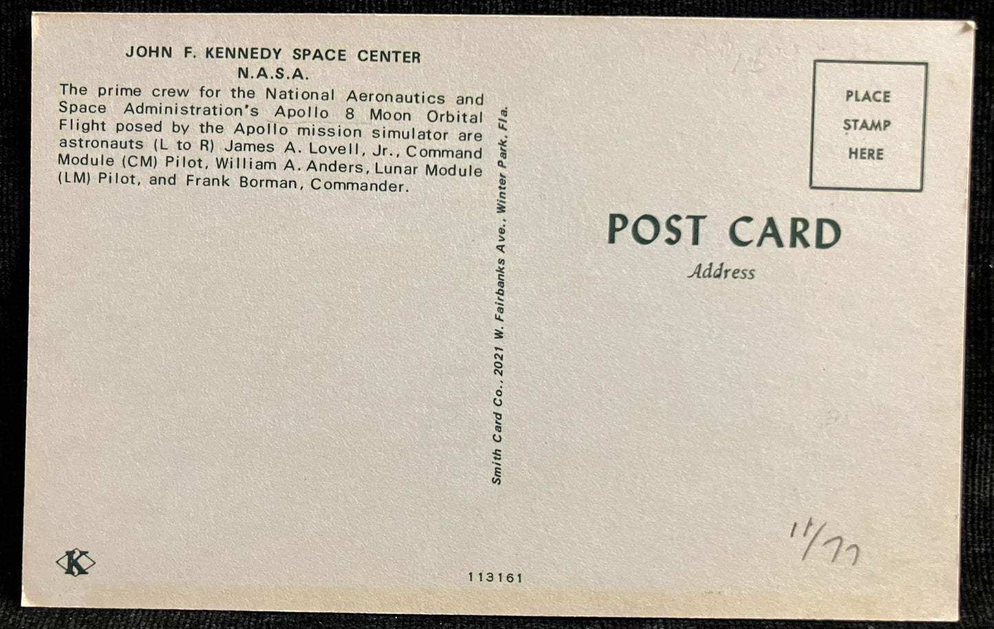 John F. Kennedy Space Center NASA - Florida - Vintage Astronaut Postcard
