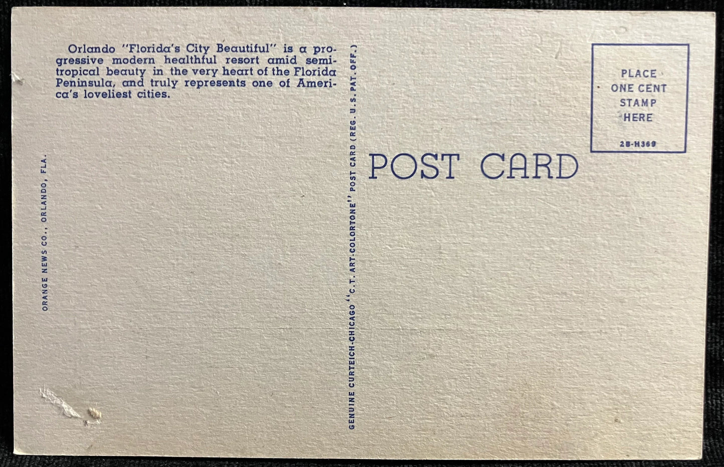U. S. Post Office Building, Orlando, Florida “The City Beautiful” - Vintage Post Office Postcard