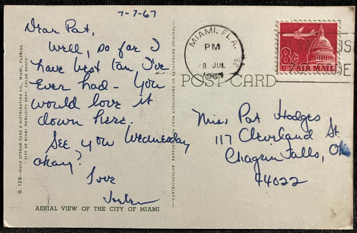 Aerial View of the City of Miami, Florida - Vintage Postcard