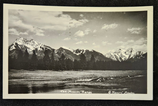 RPPC - The Mission Range  - John Meir Studio Photo - Montana Real Photo Postcard Amazing 1940s Black and White Photo - J W Meir