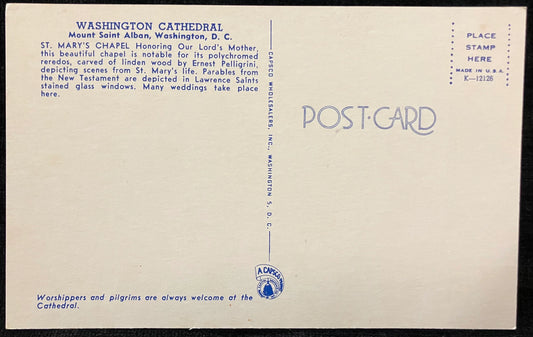 St. Mary’s Chapel at Mount Saint Alban, Washington D.C., Maryland - Vintage Church Postcard