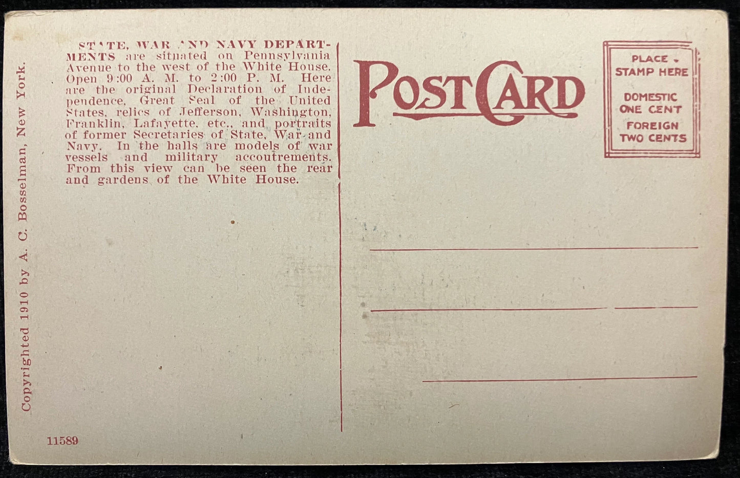 State, War, and Navy Departments, showing the rear Ana gardens of the White House, Washington, D. C., Maryland - Vintage Postcard