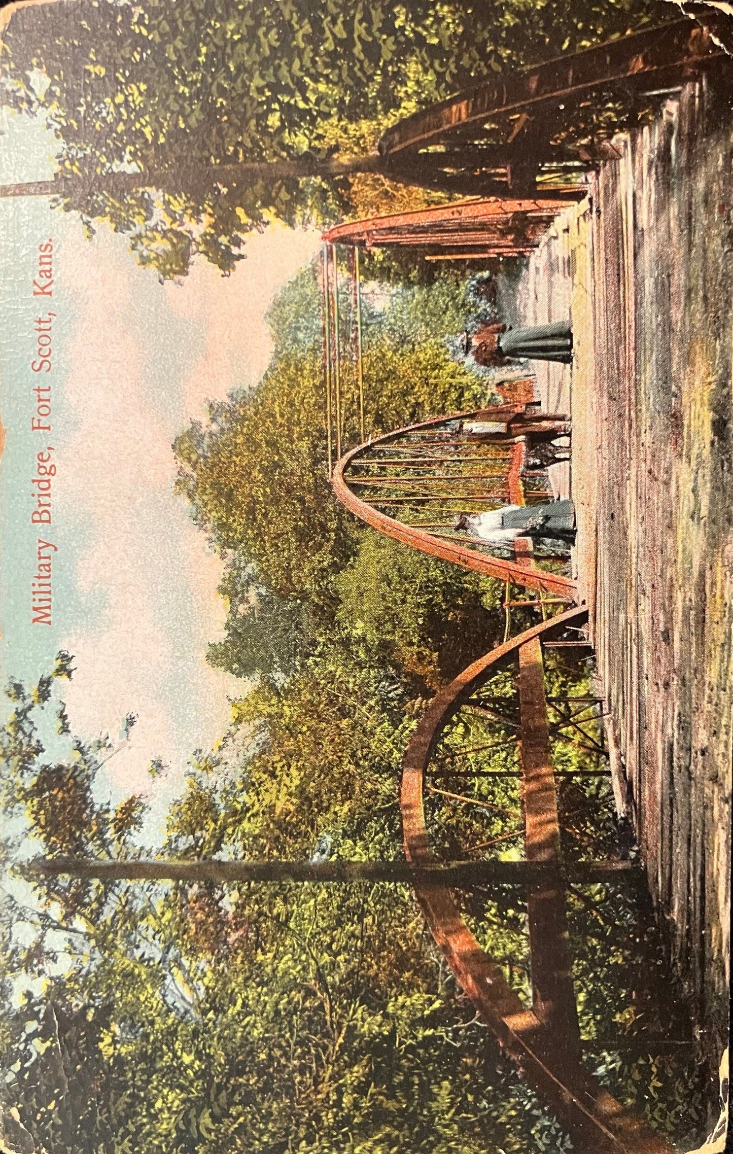 Military Bridge, Fort Scott, Kans. - Vintage Bridge Postcard