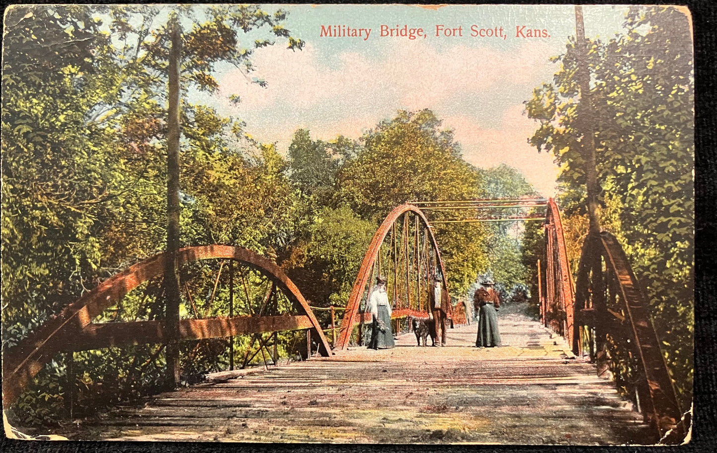 Military Bridge, Fort Scott, Kans. - Vintage Bridge Postcard