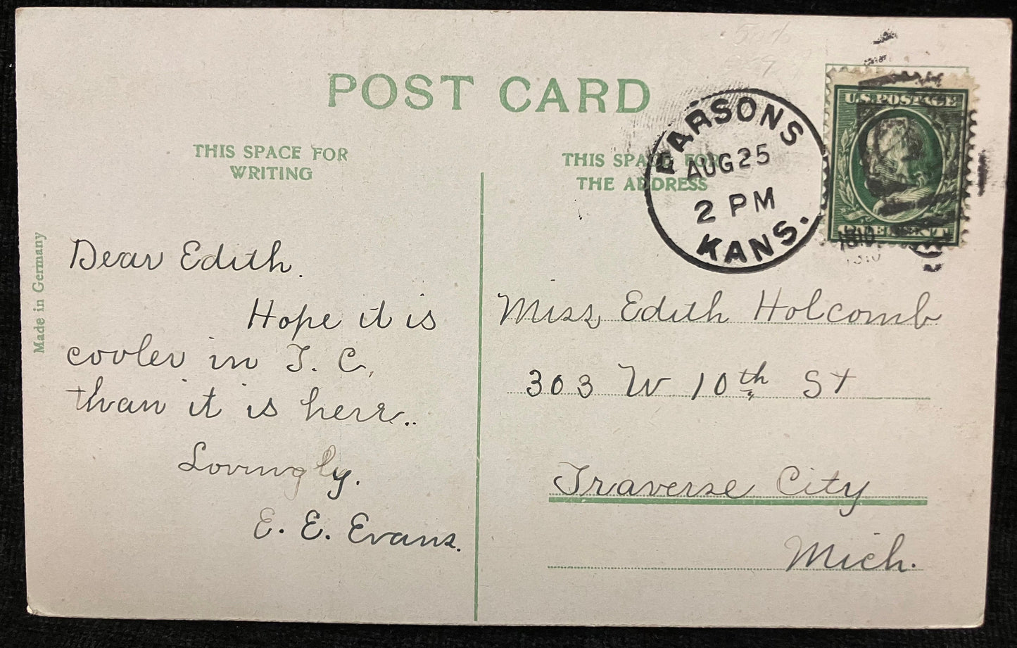 Public Library - Iola, Kans. - Made in Germany - Vintage Postcard