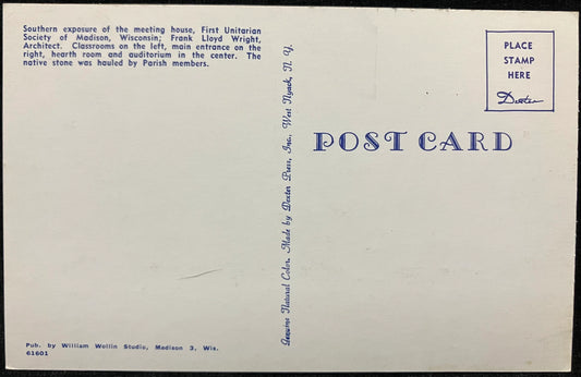 First Unitarian Society of Madison, Wisconsin - Vintage Church Postcard