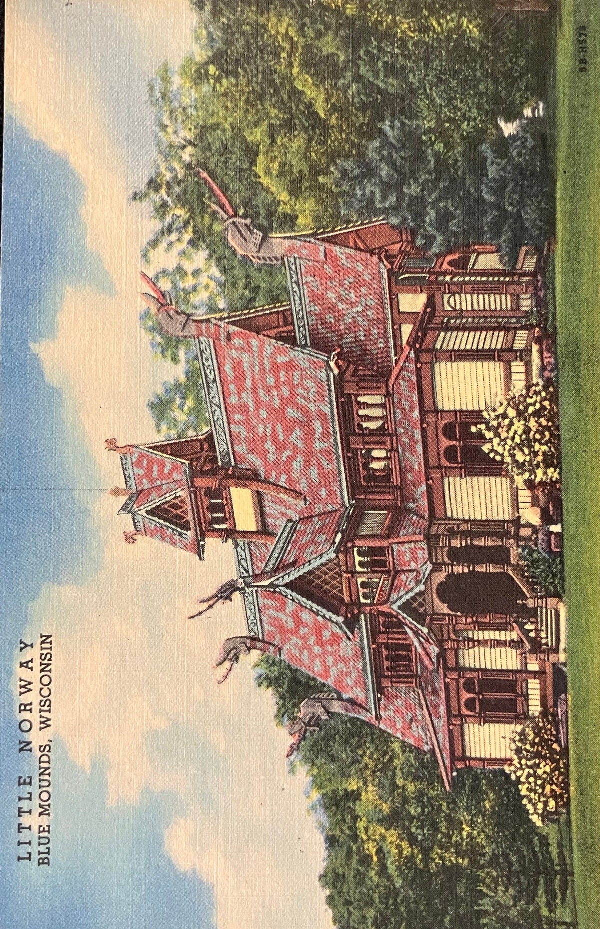 Little Norway Blue Mounds, Wisconsin - Photo by Diemer - Vintage Postcard