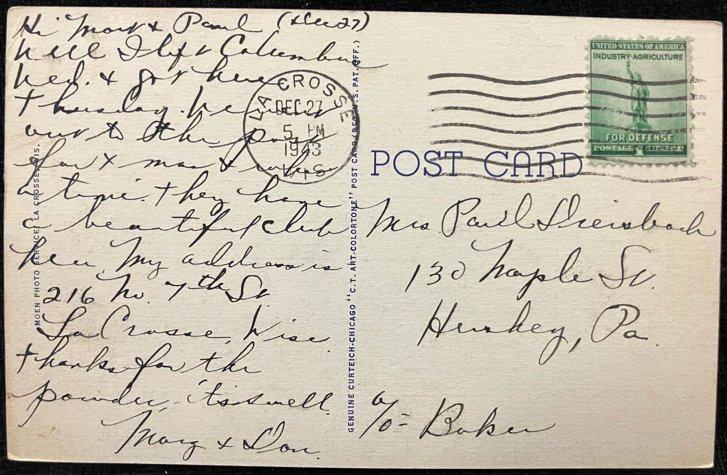 Typical Street, Camp McCoy, Wisconsin - Vintage Army Postcard
