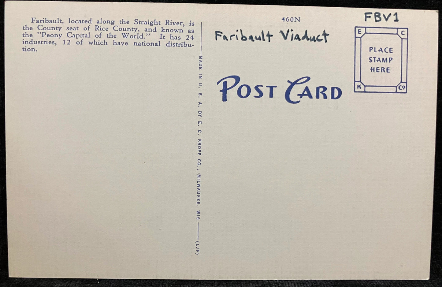 Viaduct, Faribault, Minnesota - Vintage Viaduct Postcard