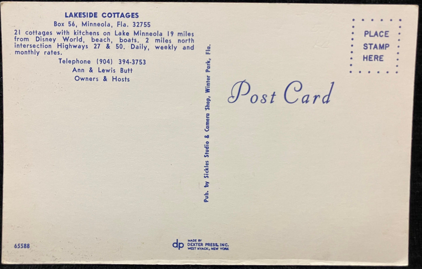Lakeside Cottages in Minneola, Florida - Vintage Postcard