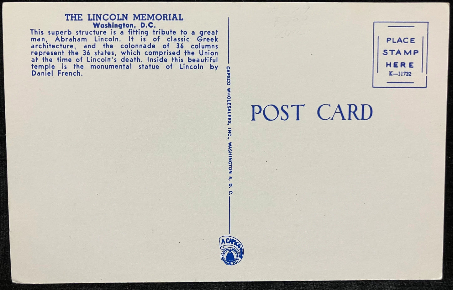 The Lincoln Memorial, Washington, D. C., Maryland - Vintage Postcard